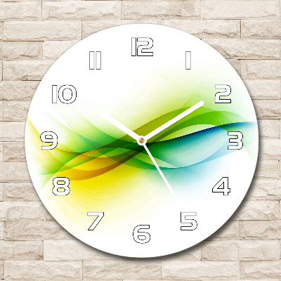 Round glass clock Wave abstraction