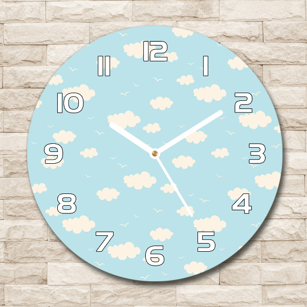 Round wall clock Clouds