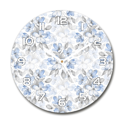 Round clock glass Delicate flowers