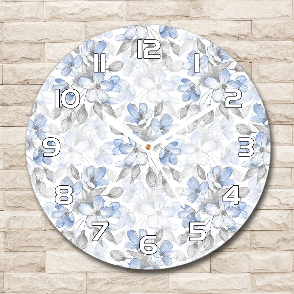 Round clock glass Delicate flowers