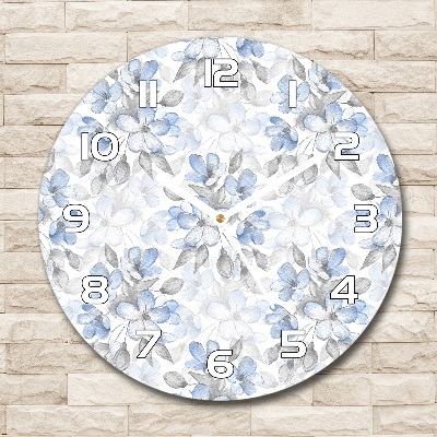 Round clock glass Delicate flowers