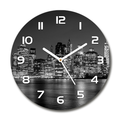 Round wall clock Manhattan at night