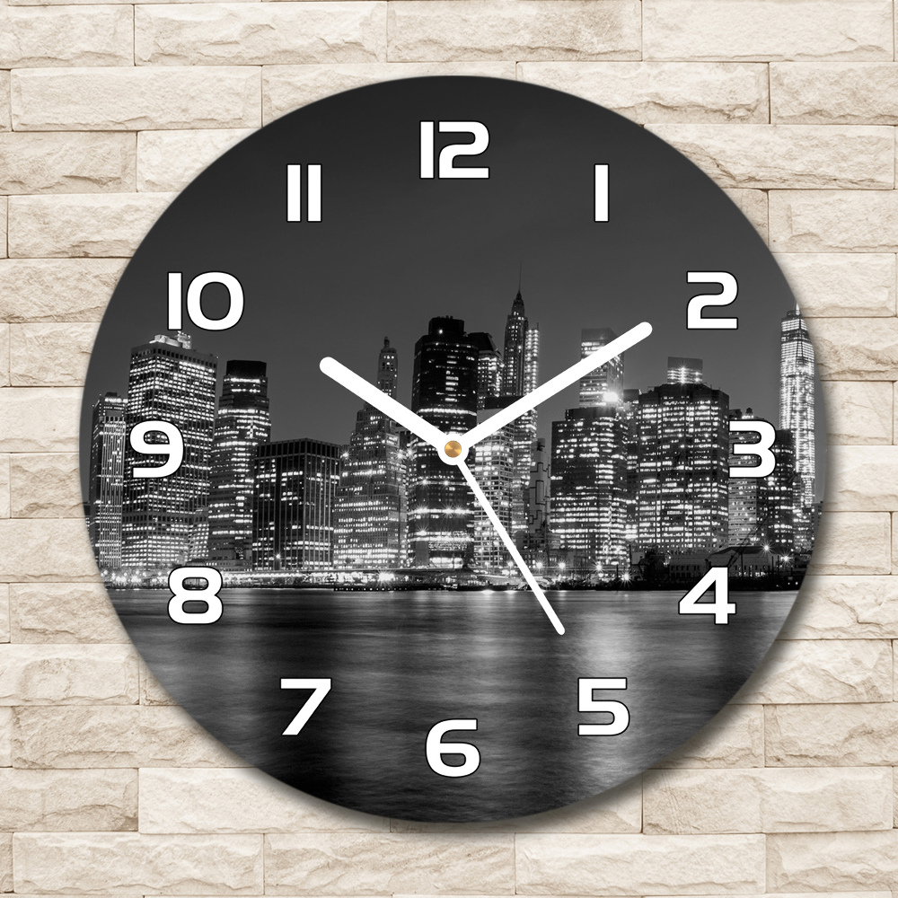 Round wall clock Manhattan at night