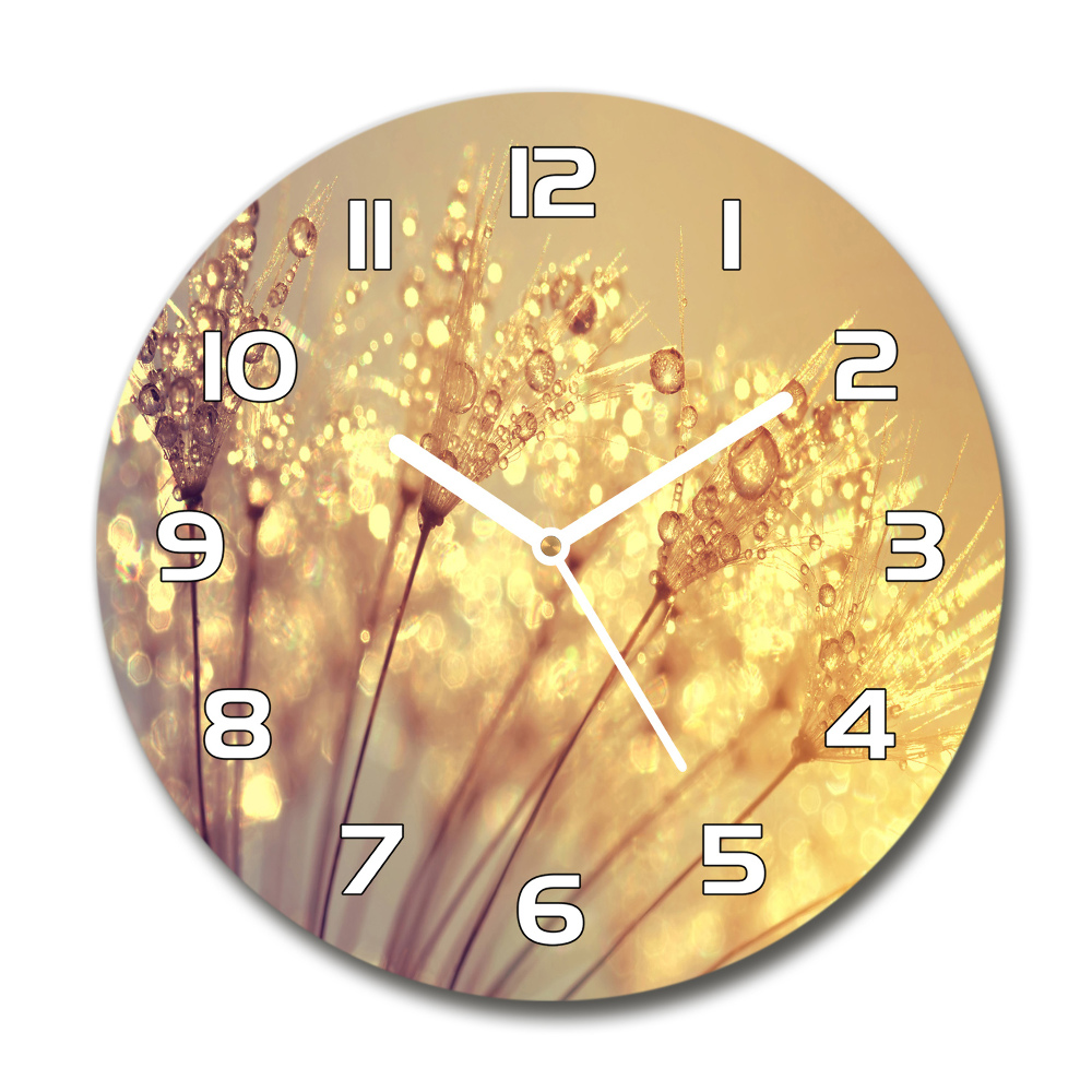 Round glass wall clock Dandelion seeds