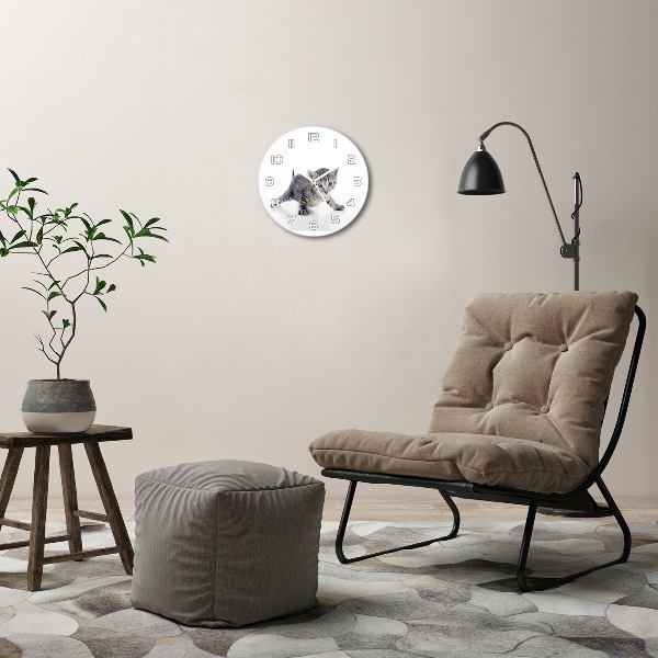 Round wall clock Small cat