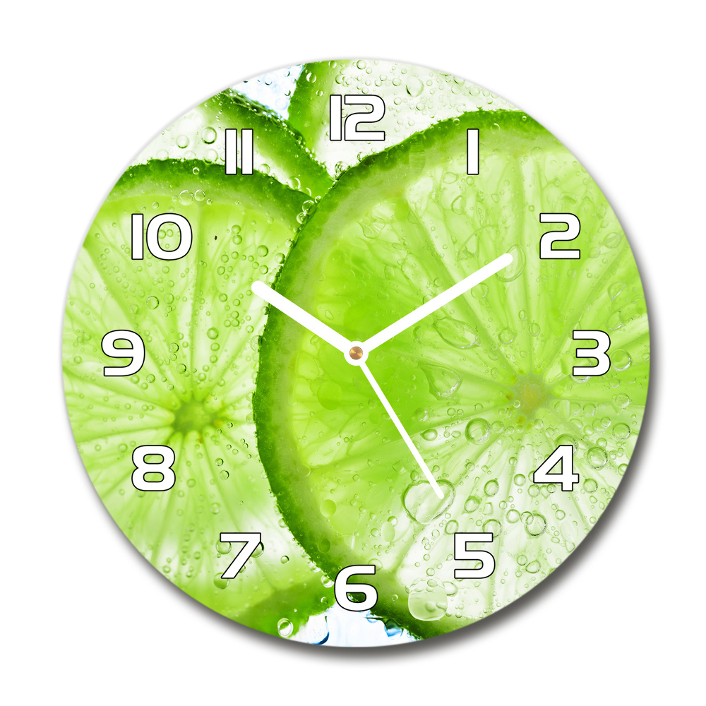 Round glass clock Lime underwater