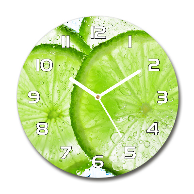 Round glass clock Lime underwater