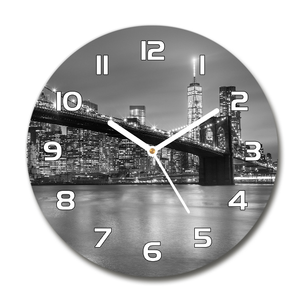 Round wall clock New York at night