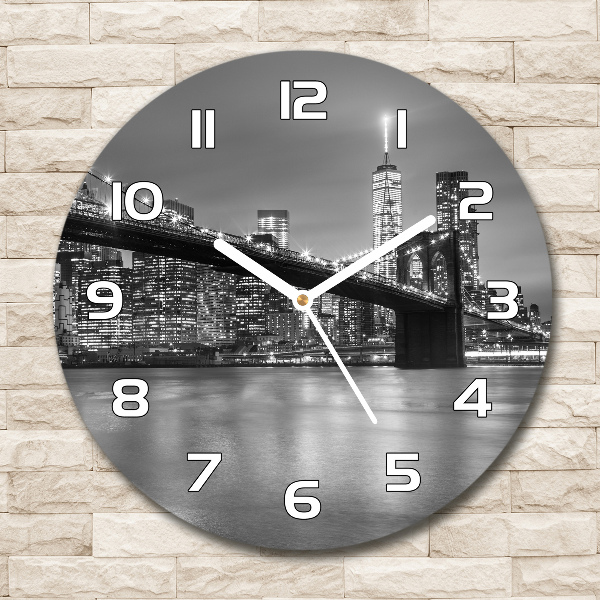 Round wall clock New York at night