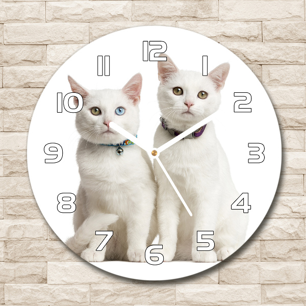 Round wall clock White cats