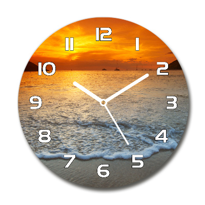 Round wall clock Sunset sea