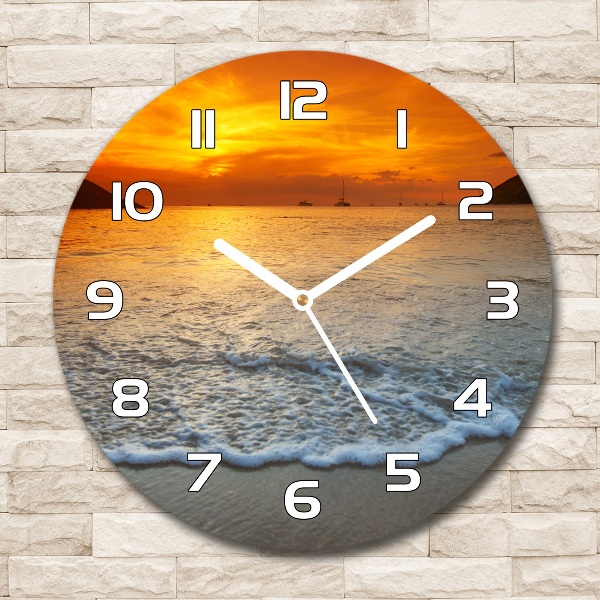 Round wall clock Sunset sea