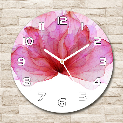 Round wall clock Pink flower