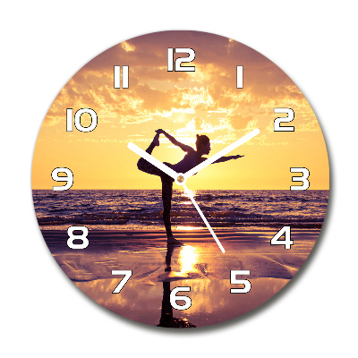 Round wall clock Yoga on the beach