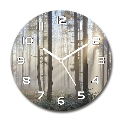 Round wall clock Fog in the forest