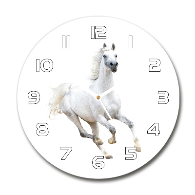 Round wall clock White Arabic horse