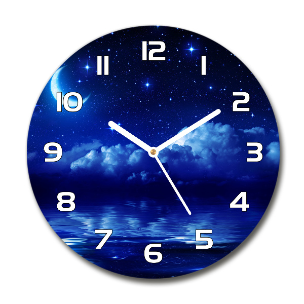 Round glass clock Sky at night