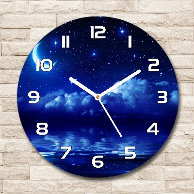 Round glass clock Sky at night