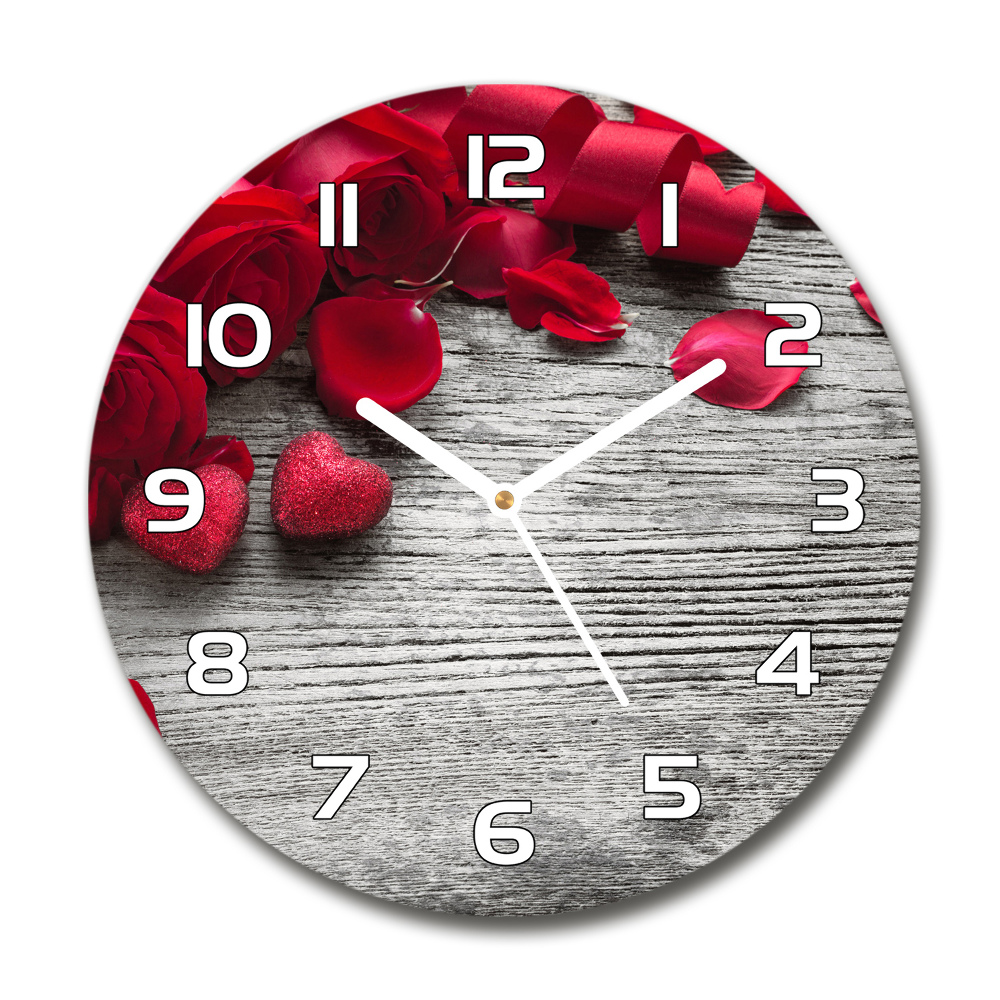 Round wall clock Red roses