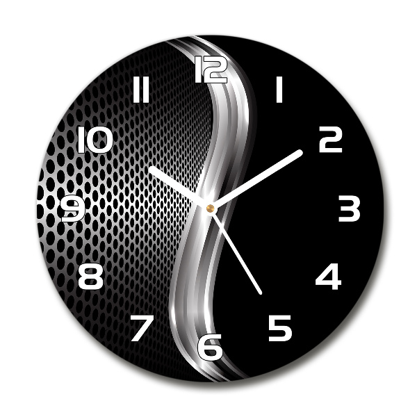 Round glass clock Metal abstraction