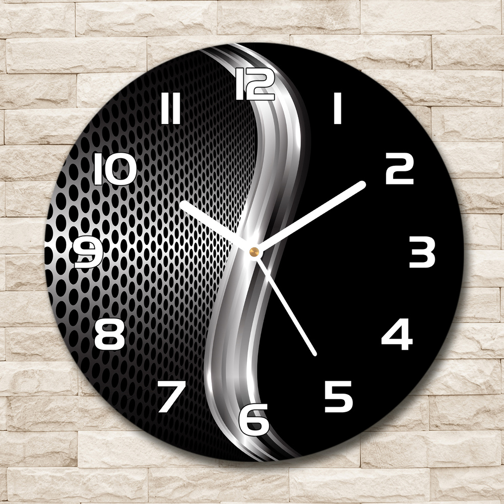 Round glass clock Metal abstraction