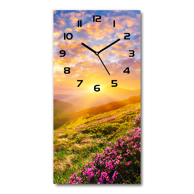 Vertical rectangular wall clock Sunset of the mountain