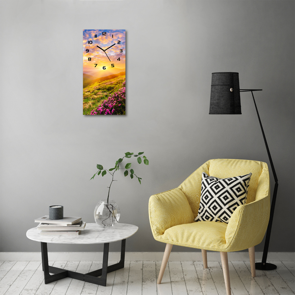 Vertical rectangular wall clock Sunset of the mountain