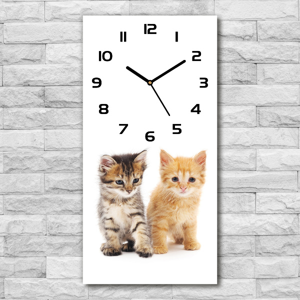 Vertical rectangular wall clock Brown and red cat