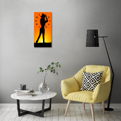 Modern vertical wall clock Cowboy silhouette