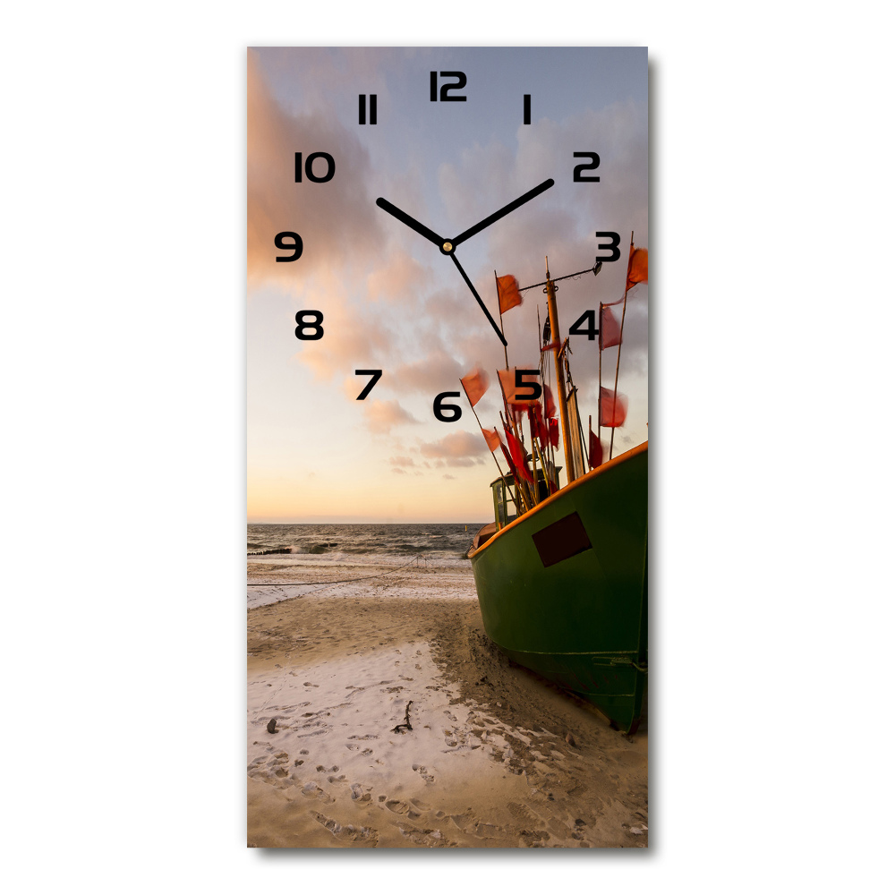 Vertical rectangular wall clock Fishing boat