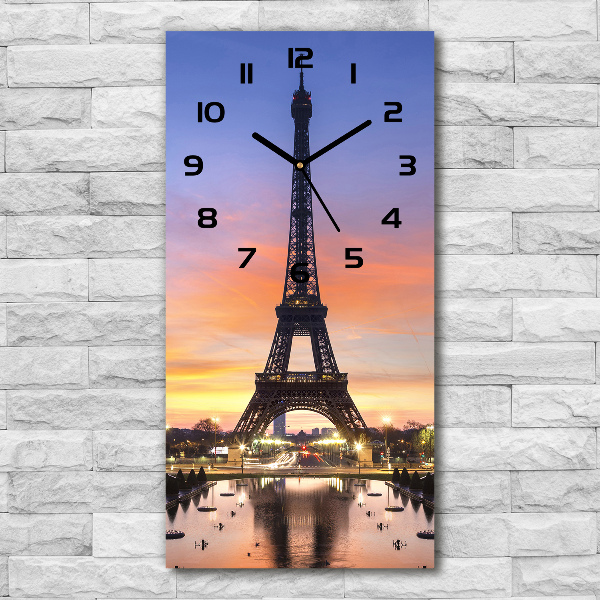 Vertical wall clock Eiffel Paris tower