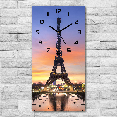 Vertical wall clock Eiffel Paris tower