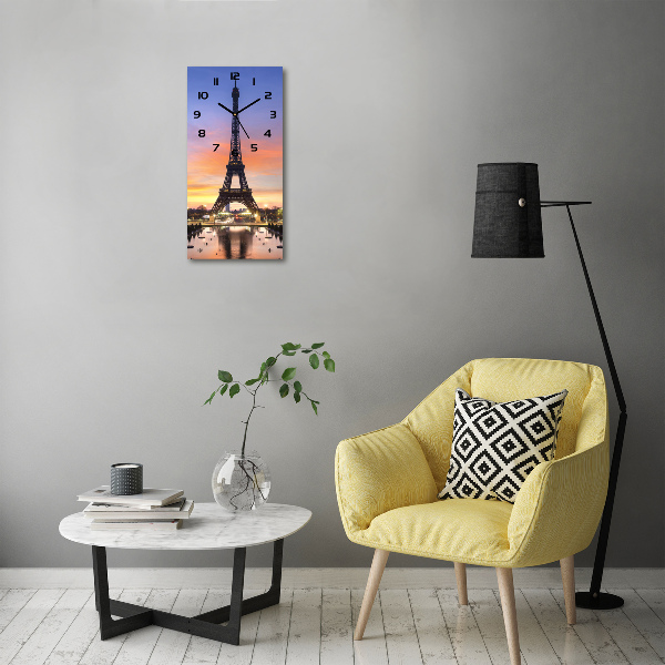 Vertical wall clock Eiffel Paris tower