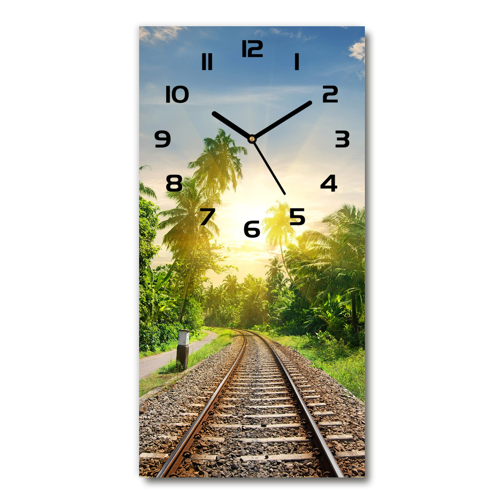 Vertical rectangular wall clock Railroad tracks