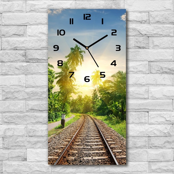 Vertical rectangular wall clock Railroad tracks