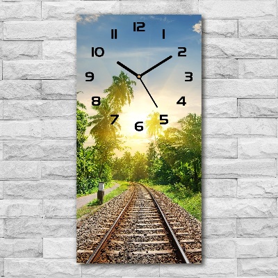 Vertical rectangular wall clock Railroad tracks