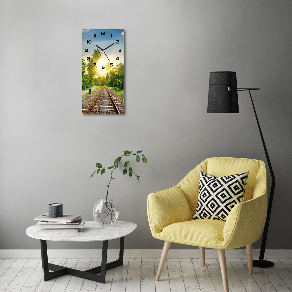 Vertical rectangular wall clock Railroad tracks