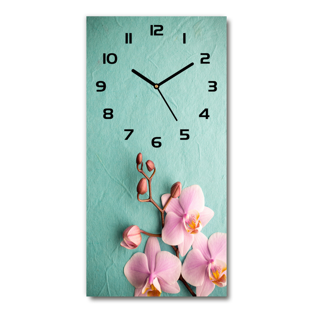 Vertical wall clock Pink orchid