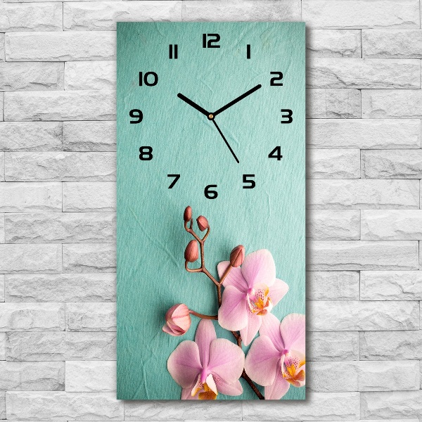 Vertical wall clock Pink orchid