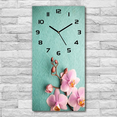 Vertical wall clock Pink orchid