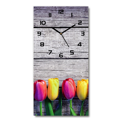 Vertical wall clock Colorful tulips