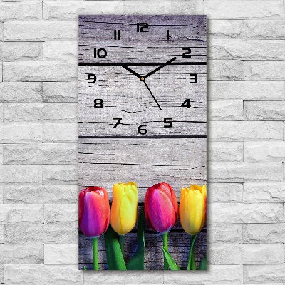 Vertical wall clock Colorful tulips