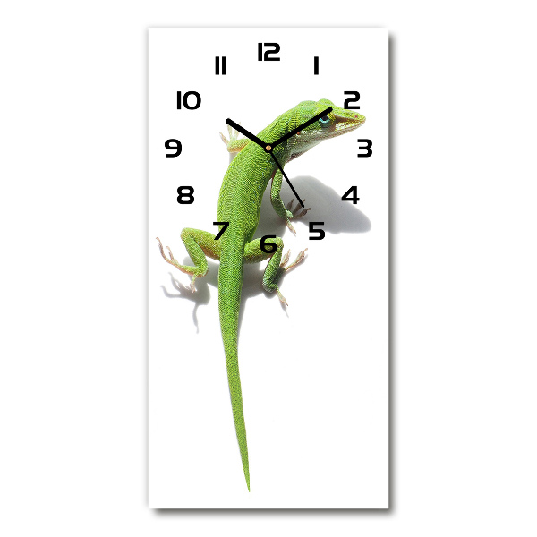 Vertical rectangular wall clock Green lizard