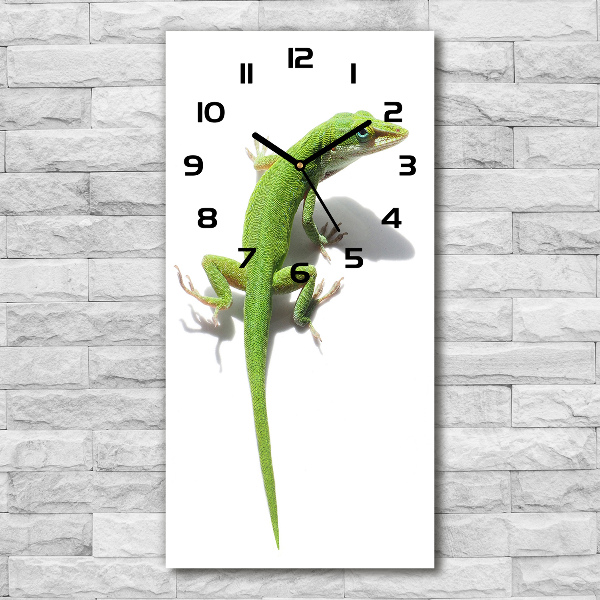 Vertical rectangular wall clock Green lizard