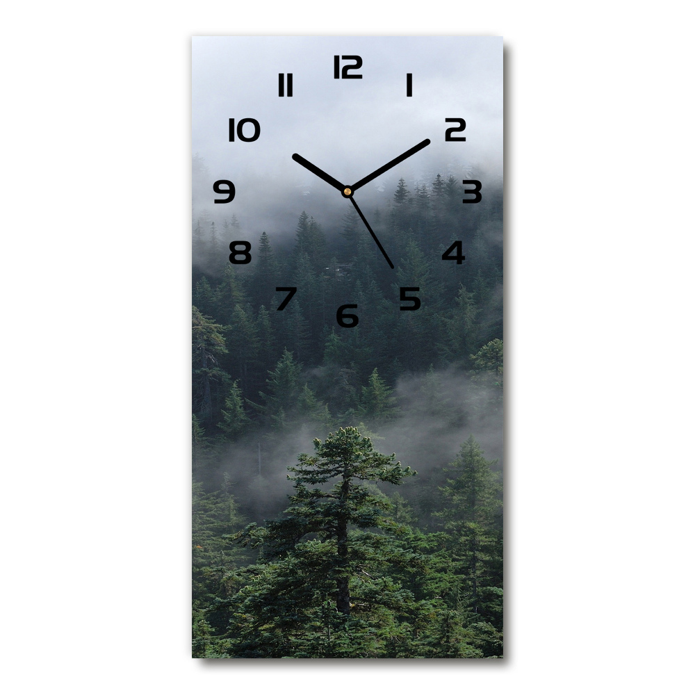 Vertical rectangular wall clock Fog over the forest