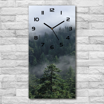 Vertical rectangular wall clock Fog over the forest