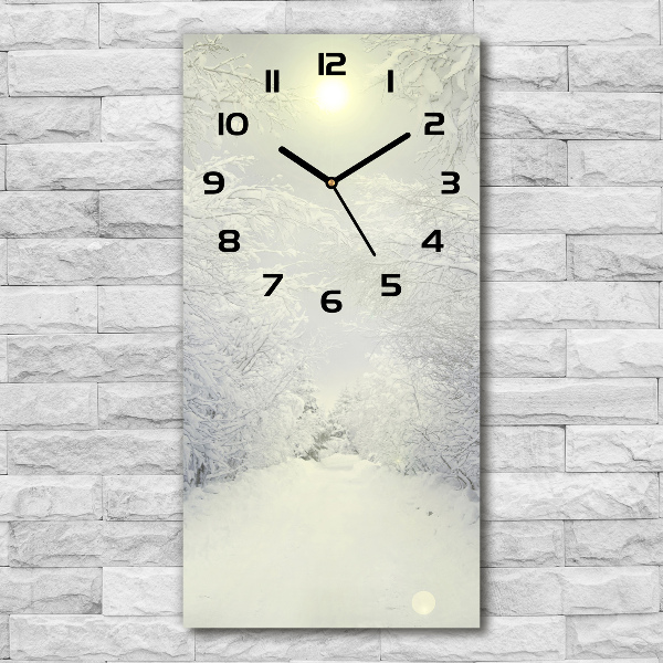 Vertical rectangular wall clock Forest in winter