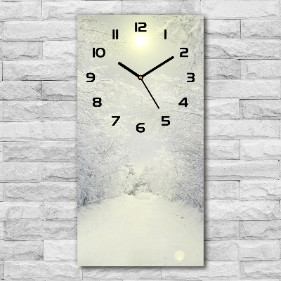 Vertical rectangular wall clock Forest in winter