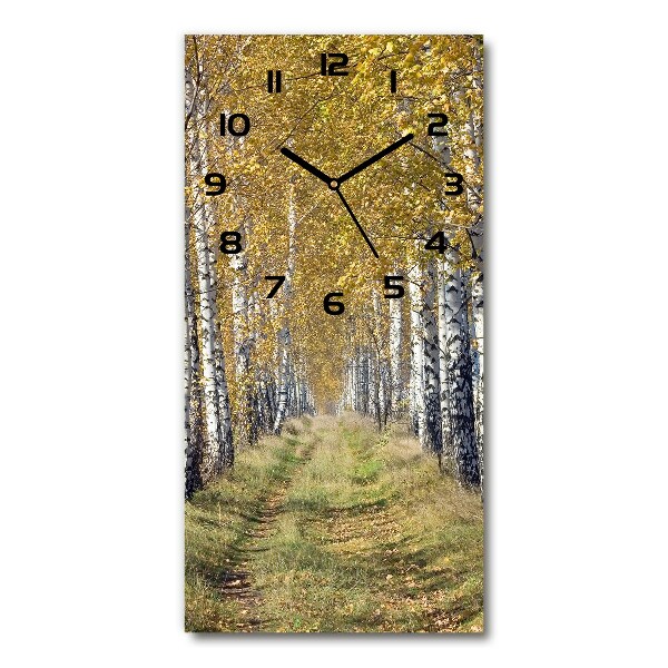 Vertical wall clock Birch forest