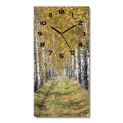 Vertical wall clock Birch forest